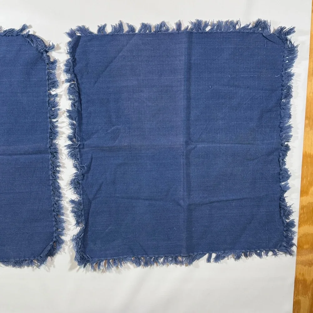 VTG Blue Fringed Cloth Napkins 17